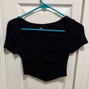 SHEIN Black Ribbed Crop Top